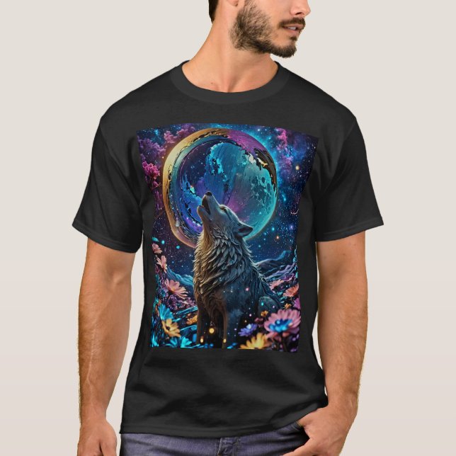 Camiseta Lobo de colores metálicos (Anverso)
