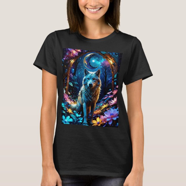 Camiseta Lobo de colores metálicos coloridos (Anverso)