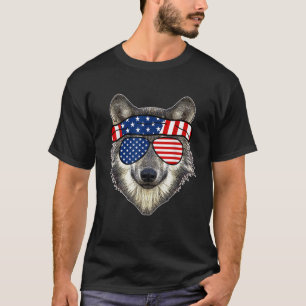 Camiseta Lobo de gafas de sol americano 4 de julio Impresio