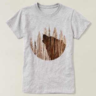 Camiseta Lobo de Howling en Madera Texturada