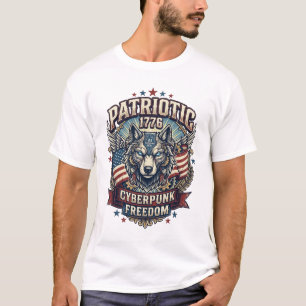 Camiseta Lobo de la libertad patriótica de IA Cyberpunk Fut