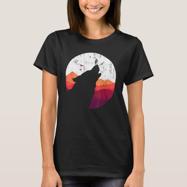 Camiseta Lobo de la luna llena del lobo del animal del depr (Anverso)