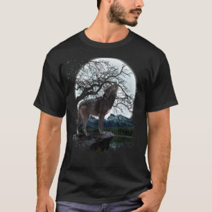 Camiseta Lobo de la luna lleno del bosque animal depredador
