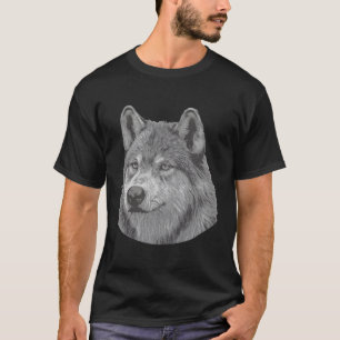 Camiseta Lobo De Lobo Blanco Y Negro Realista