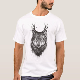 Camiseta Lobo de los ciervos (blanco y negro)