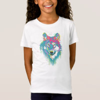 Lobo de neón azul rosado brillante de las
