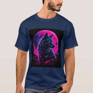 Camiseta Lobo de neón ciberpunk vibrante