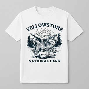 Camiseta Lobo de piedra amarilla y cascada