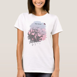 Camiseta Lobo de tinta y pluma, letras de esbozo de línea p