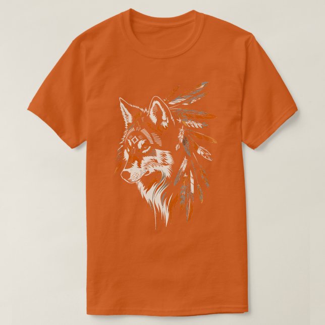 Camiseta Lobo de tribu indígena estadounidense (Diseño del anverso)