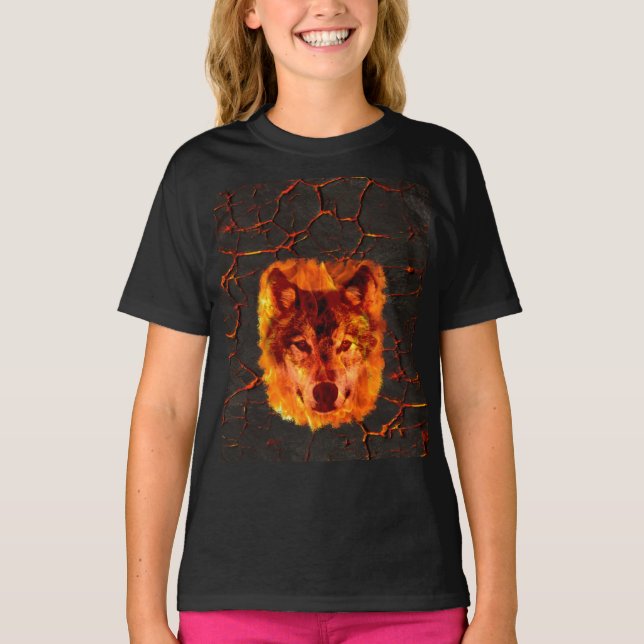 Camiseta Lobo del fuego de la lava (Anverso)