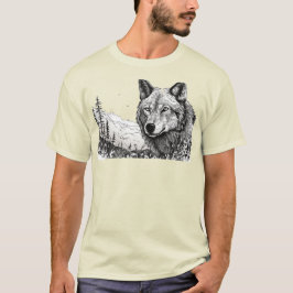 CAMISETA LOBO DIBUJADO A MANO,