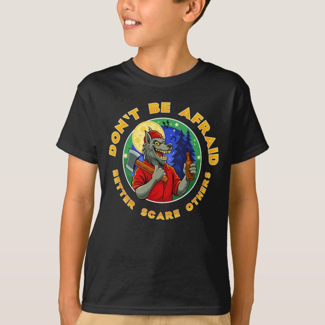 Camiseta Lobo divertido, imagen temática de Halloween (Anverso)
