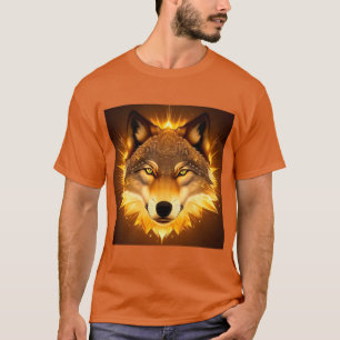 Camiseta Lobo Dorado Energía Radiante Diseño Mítico