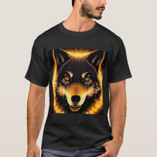 Camiseta Lobo Dorado Luz Radiante Gráfico Mítico