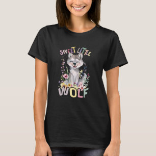 Camiseta lobo dulce con flores lobos lindos animal
