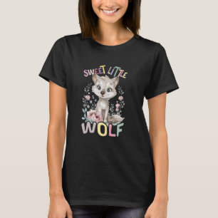 Camiseta lobo dulce con flores lobos lindos animal