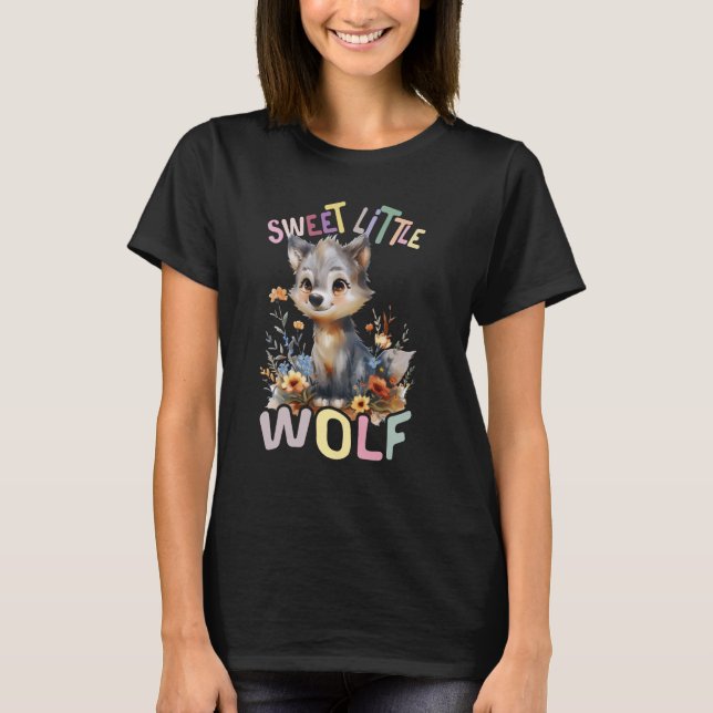 Camiseta lobo dulce con flores lobos lindos animal (Anverso)