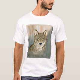 Camiseta Lobo en la niebla acuarela