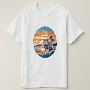 Camiseta Lobo en la playa