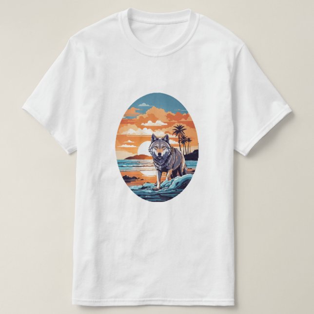 Camiseta Lobo en la playa (Diseño del anverso)