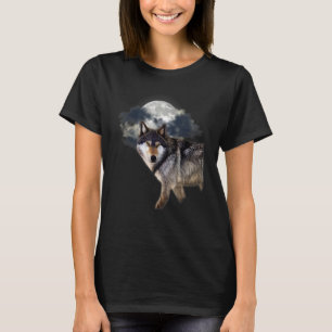 Camiseta Lobo en plena luna y lobo de la naturaleza