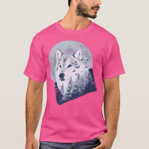 Camiseta Lobo En Una Luna Forestal Lobo Blanco Ártico