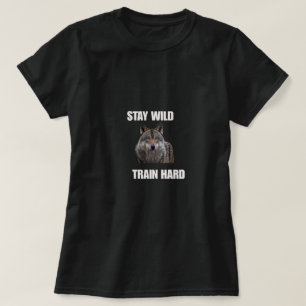 Camiseta Lobo Entrena Duro Mantén Salvaje Gimnasio