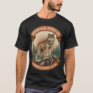 Camiseta Lobo Espiritual de Montaña Vintage - Explorador de