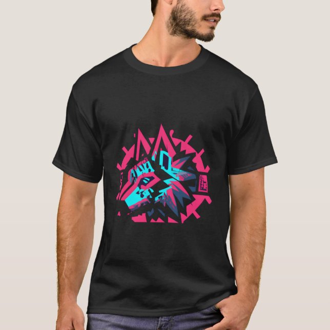 Camiseta Lobo estilo ciberpunk (Anverso)