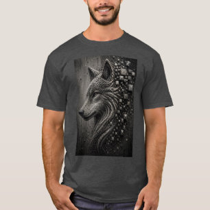 Camiseta Lobo Eterno Lobo de Micro Mosaico 3D Abstracto
