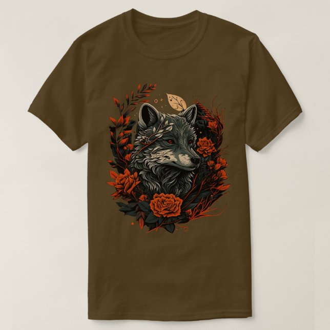 Camiseta Lobo floral (Diseño del anverso)