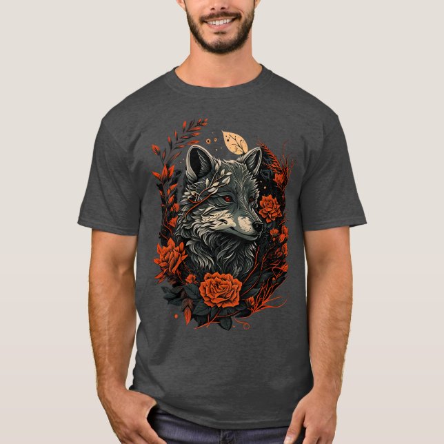 Camiseta Lobo floral (Anverso)