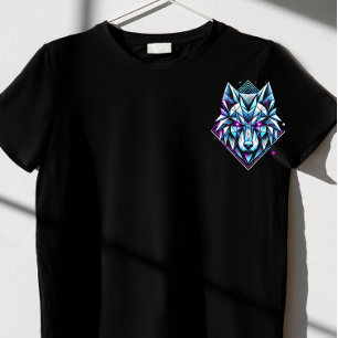 Camiseta Lobo geométrico neón