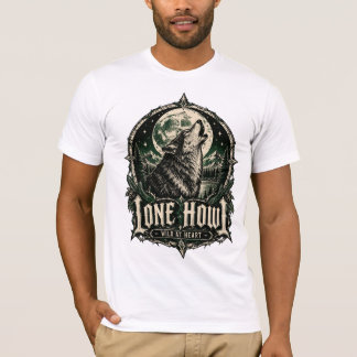 Camiseta Lobo gótico aúlla solitario Luna llena Salvaje de