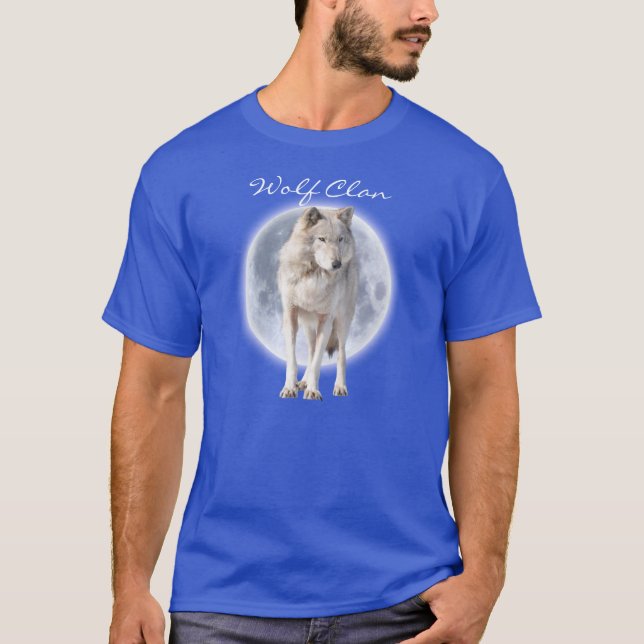Camiseta Lobo gris blanco y arte de vida silvestre Full Moo (Anverso)