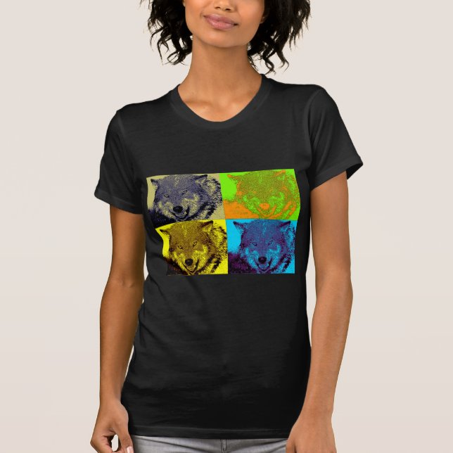 Camiseta Lobo gris de arte pop (Anverso)