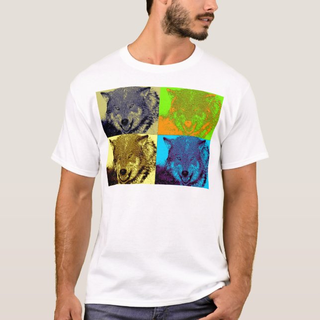 Camiseta Lobo gris de arte pop (Anverso)