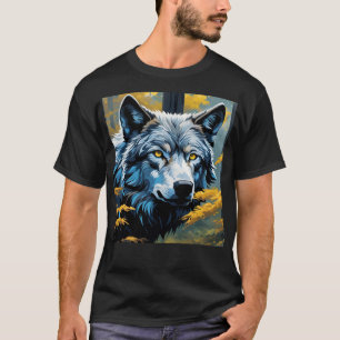 Camiseta Lobo gris en el bosque dorado