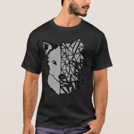 Camiseta Lobo gris geométrico