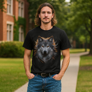 Camiseta Lobo Gris Majestuoso con Ojos de Cobre 