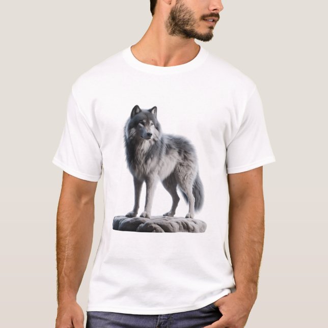 Camiseta "Lobo gris majestuoso - Símbolo de fuerza y libera (Anverso)
