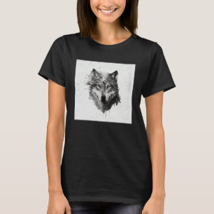 Camiseta Lobo Gris Pintura Salpicadura Guerrero Animal Salv