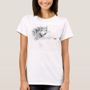Camiseta lobo gris y lobo blanco