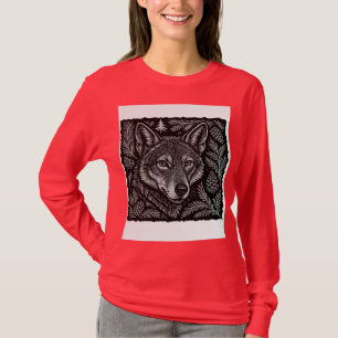 Camiseta Lobo Guardián del Bosque – Wil Botánico Grabado a