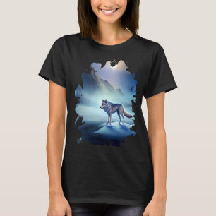 Camiseta Lobo helado en retroceso en un paisaje invernal en