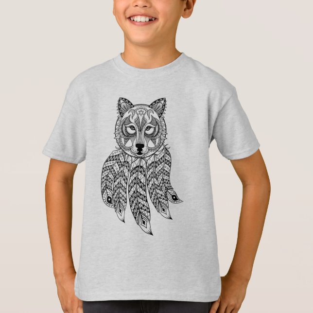 Camiseta Lobo inspirado con Dreamcatcher (Anverso)