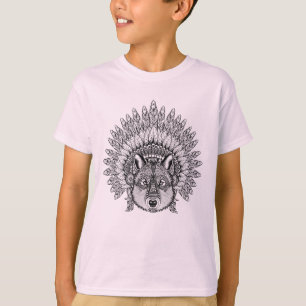 Camiseta Lobo inspirado en capo emplumado de la guerra