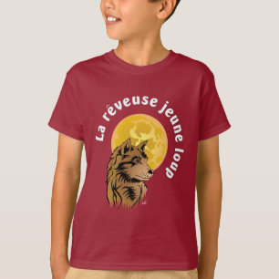 Camiseta lobo joven soñando