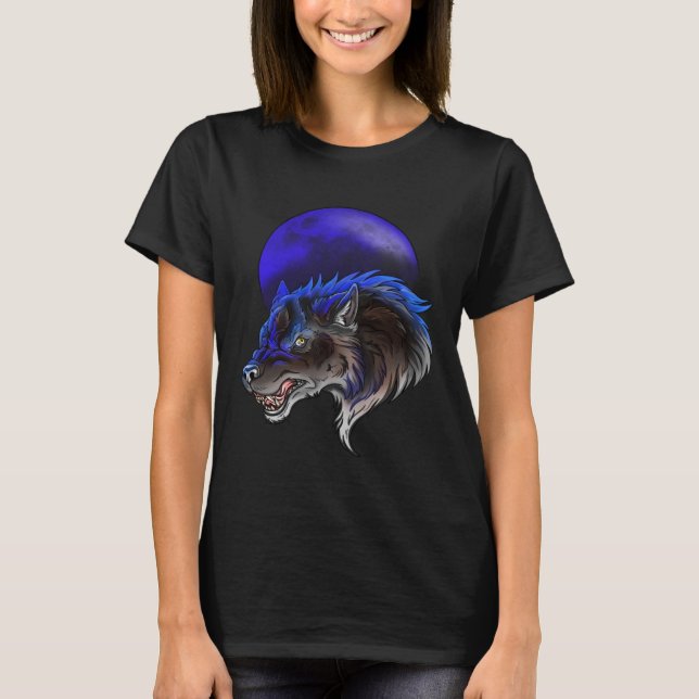 Camiseta Lobo lobo azul y luna (Anverso)